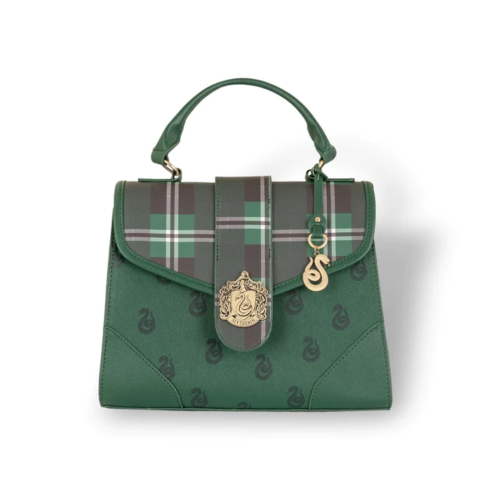 HARRY POTTER - Slytherin - Luxury Plaid Top Handbag + Charms 29x22cm